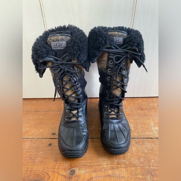 UGG Adirondack Tall Leather & Shearling Ombré Winter Boots — Rare Color Way - Picture 7 of 15